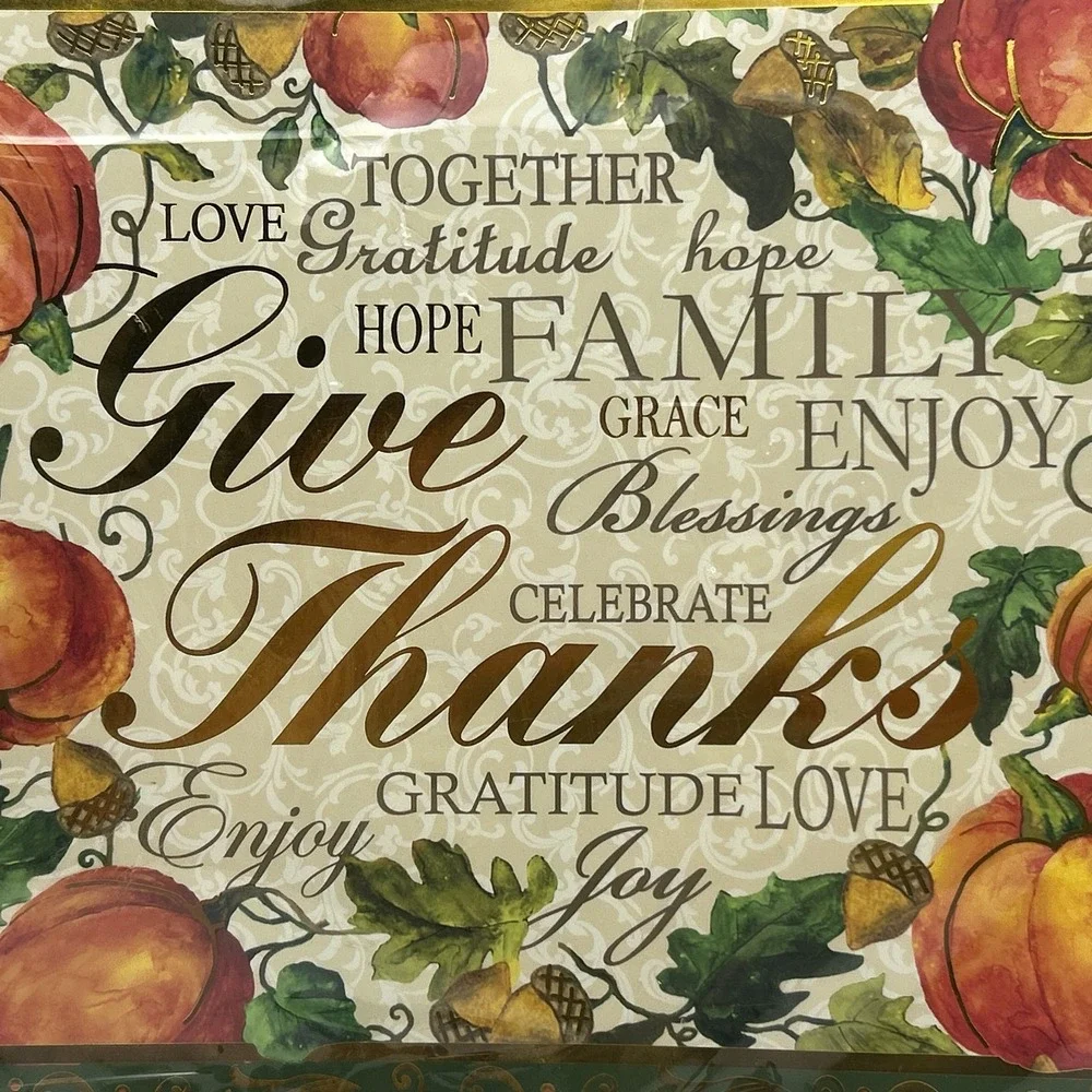 Thanksgiving Paper Placemats Set of 12 Give Thanks New Pier 1 Pumpkin Acorn Gold